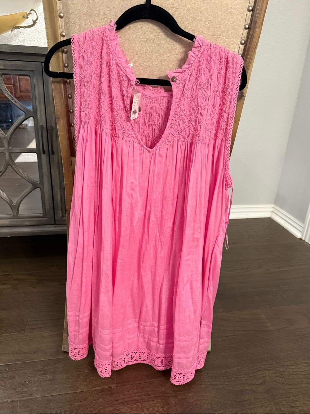 Free People Bright Pink Sleeveless Smocked Mini Dress - Picture 2 of 6